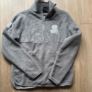 Gray Notre dame Quarter-Zip Fleece Sweater
